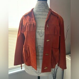 Vintage Fringed Suede Jacket in Rust